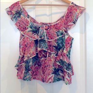 Tropical ruffle top